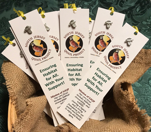 A basket of South Jersey Quail Project bookmarks 